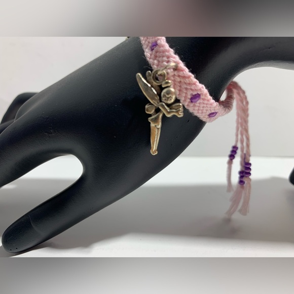 Hand crafted beaded with silver fairy charms macrame bracelet - Picture 3 of 6